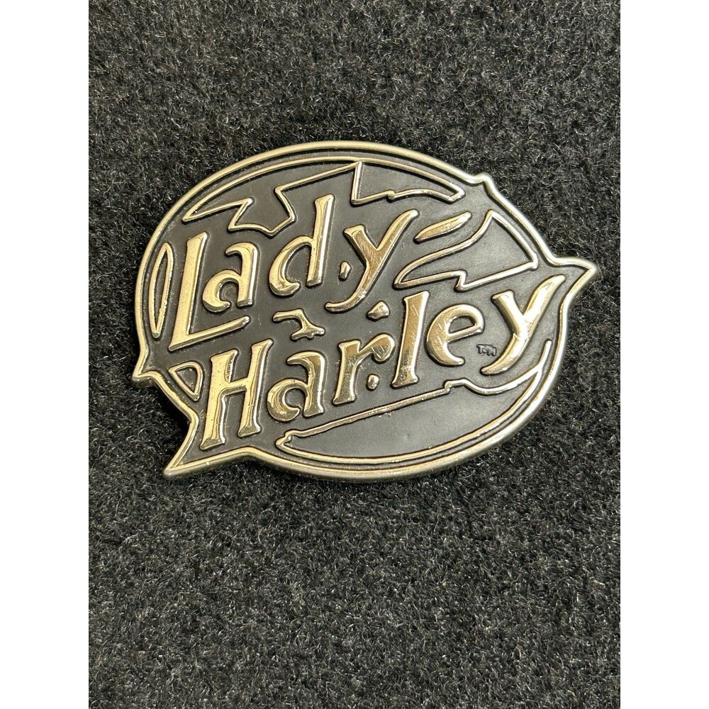 Vintage Harley Davidson Brass And Black Belt Buckle Lady Harley 1984 H1